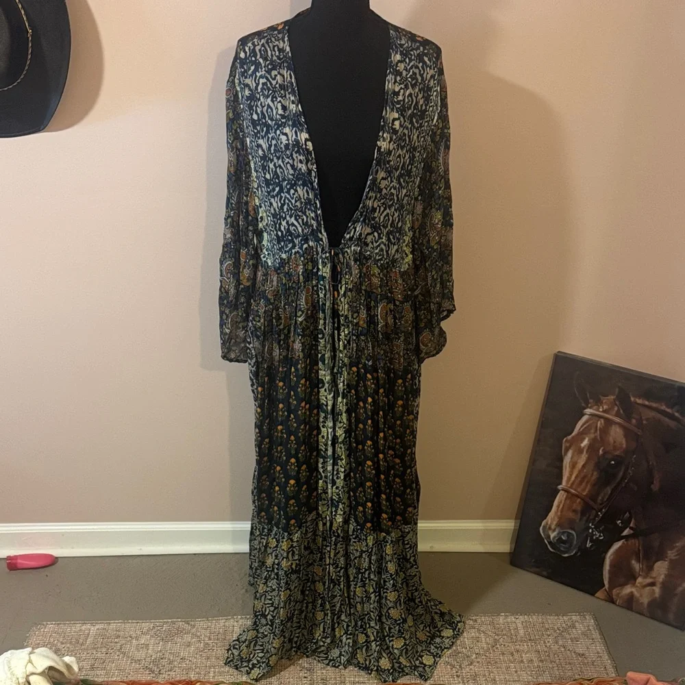 Free people Bohemian Navy Floral Maxi Dress - Picture 1 of 7